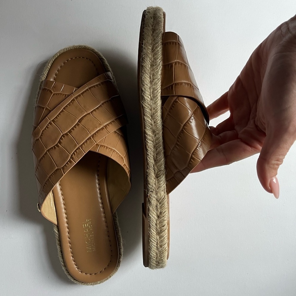 Michael Michael Kors Linden Croc-Embossed Leather Espadrille Slides